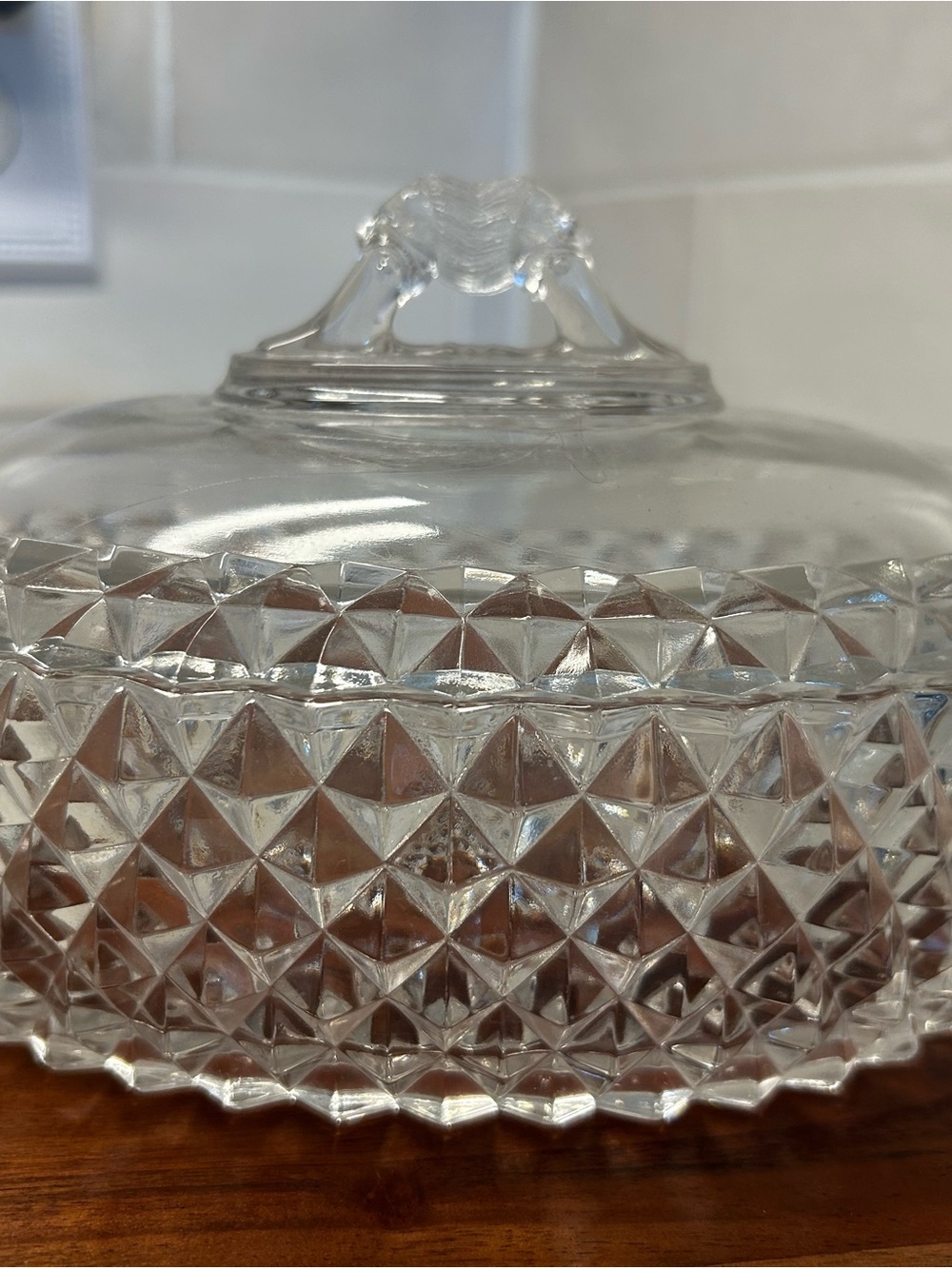 ANTIQUE 1890'S BRYCE BROS AMAZON OVAL LION HANDLE DIAMOND SHAPE GLASS BOWL EAPG